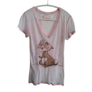 Y2K Disney sheer pink Thumpers luv rabbit cotton blend sz L lightweight Kidcore